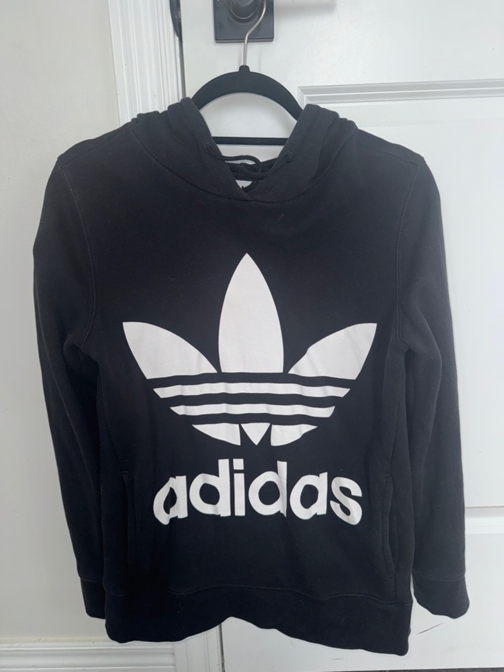 Adidas Black Hoodie with White Trefoil Logo
